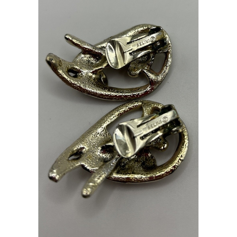 Vintage Selini Modernist Abstract Clip On Earrings - Picture 2 of 3